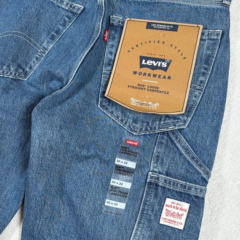Levis Workwear 568 Loose Straight Carpenter Jeans Blue Denim 30x32 NWT